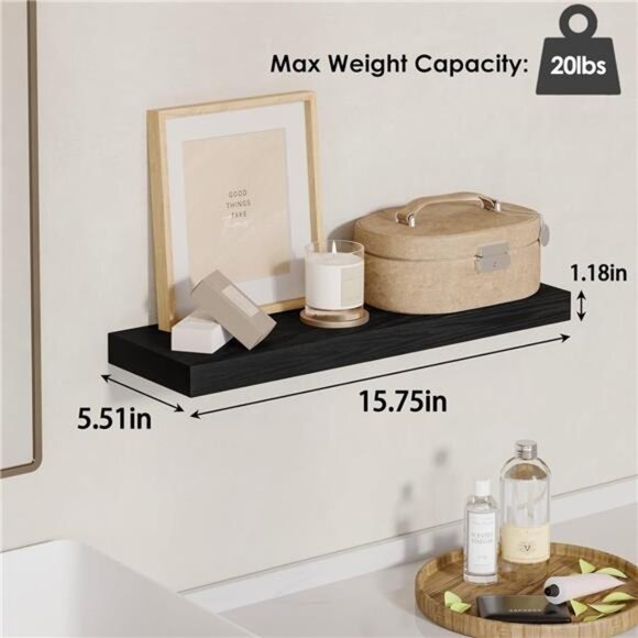 Floating Shelves for Wall, Wall Mounted Rustic Wood Shelves - Picture 3 of 7